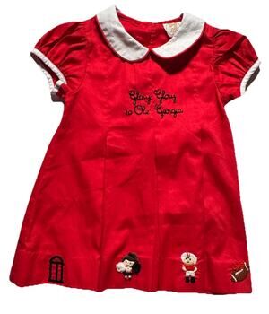 New Little Bear Smocks UGA Dawgs Polka Dot White Red Dress Size 3T